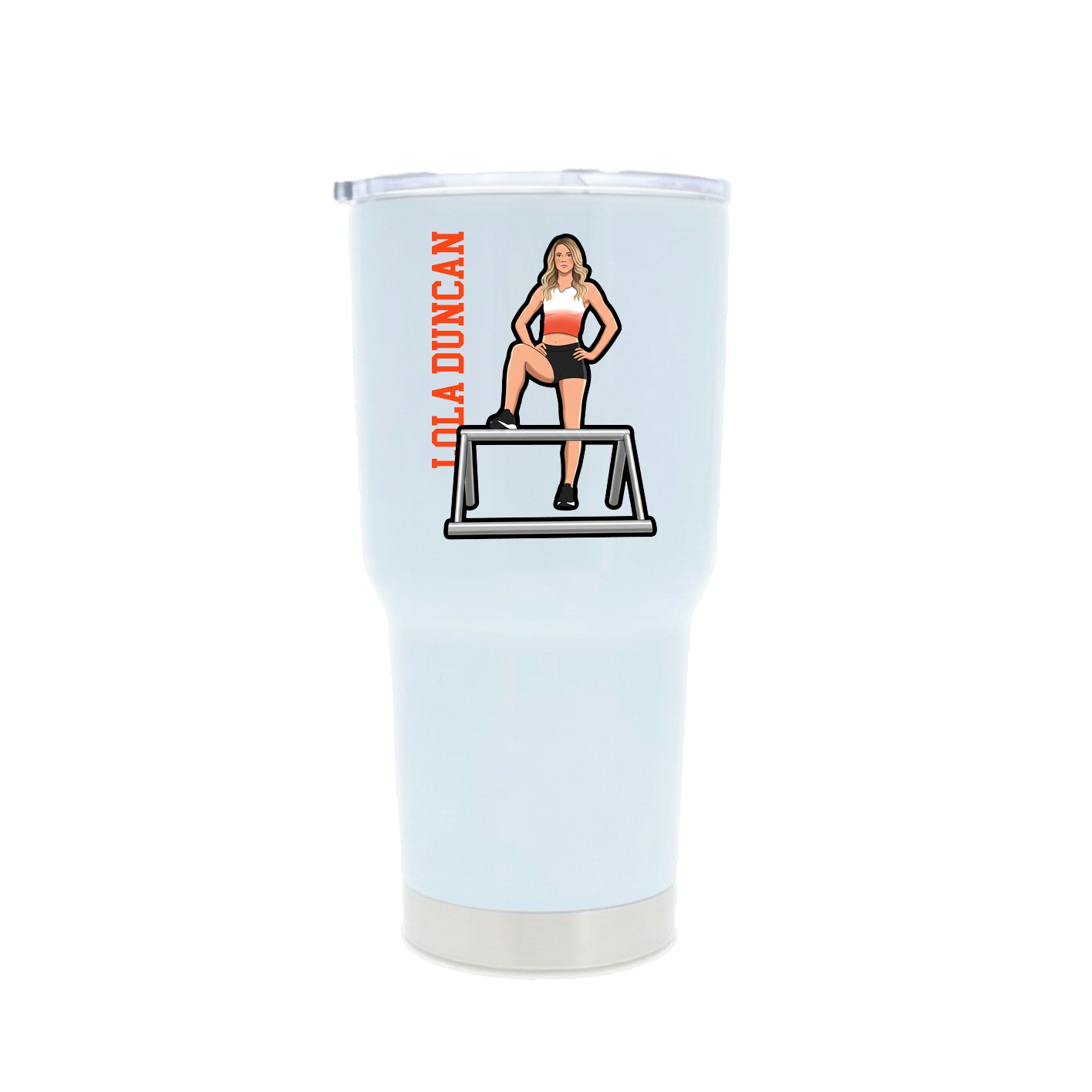 30oz Stainless Steel Tumbler — Name Vertical in White