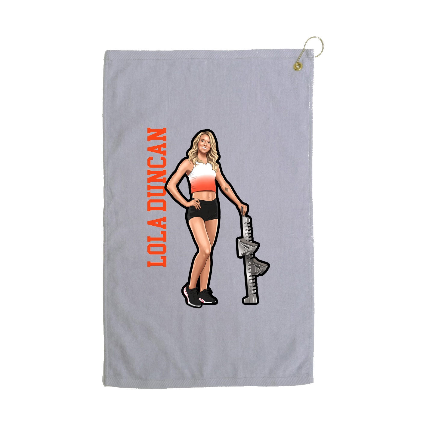 Golf Towel — Name Vertical in Grey
