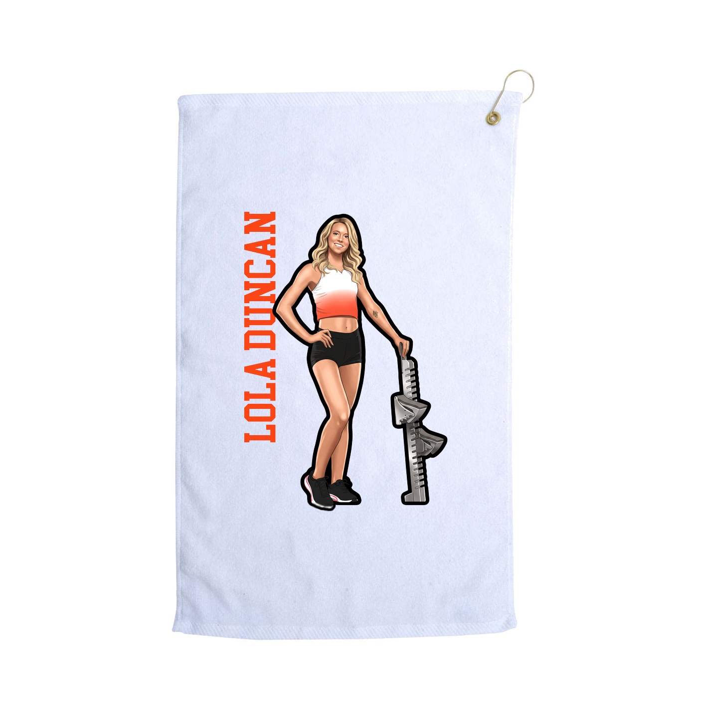 Golf Towel — Name Vertical in White