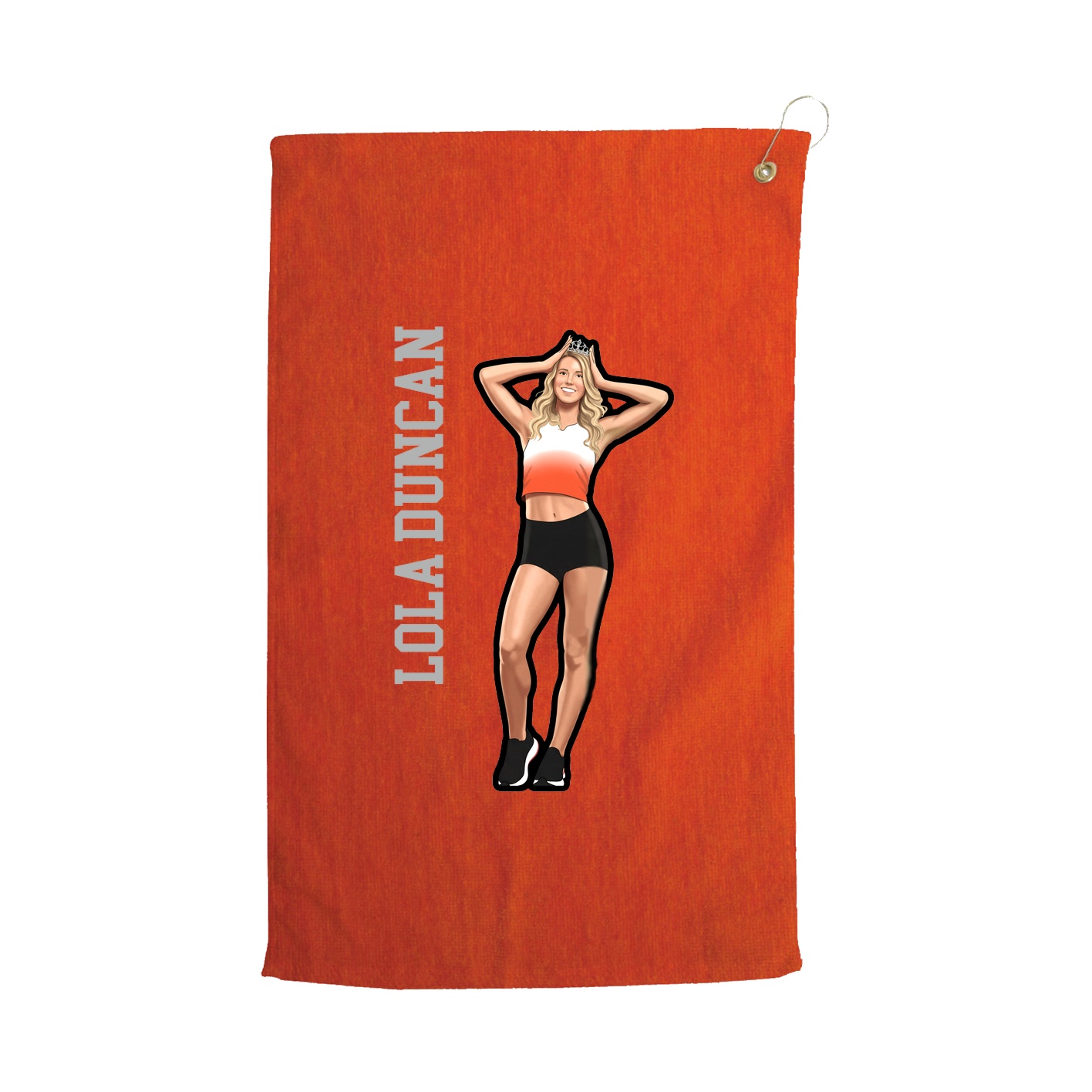 Golf Towel — Name Vertical in Orange