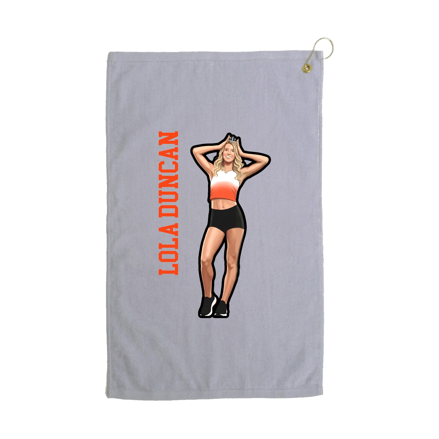 Golf Towel — Name Vertical in Grey
