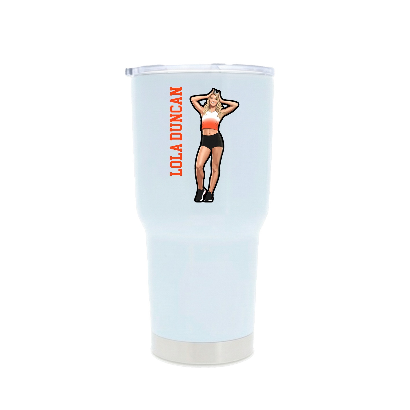 30oz Stainless Steel Tumbler — Name Vertical in White