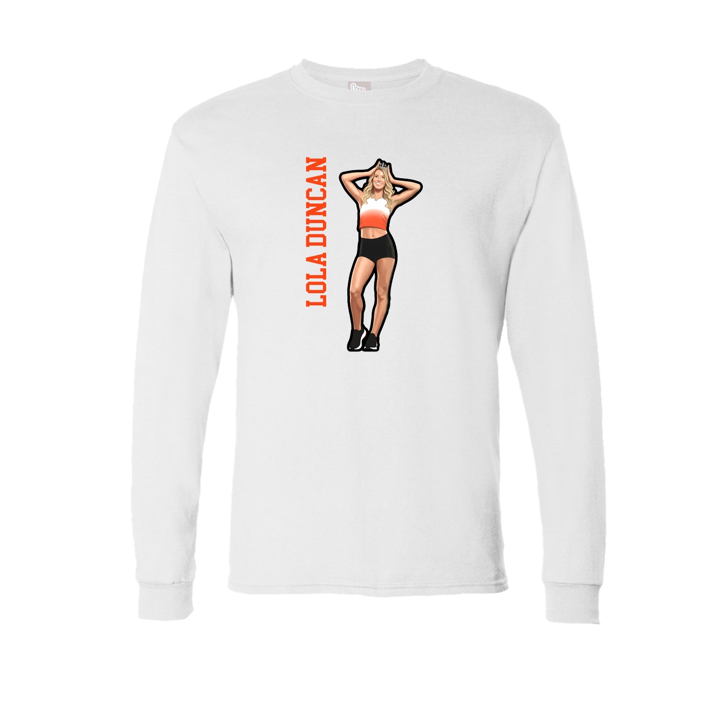 Long Sleeve Tee — Name Vertical in White