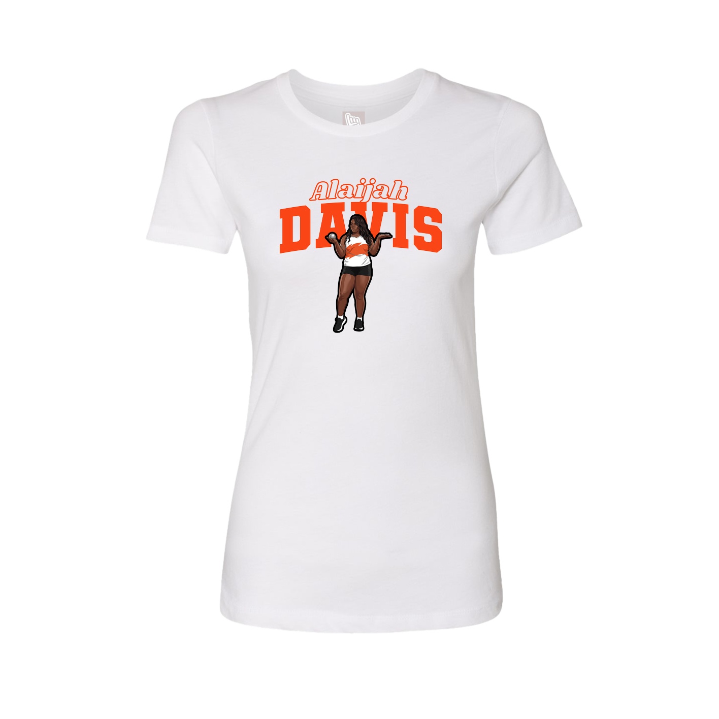 Fitted Women's Tee — Name Arch in White