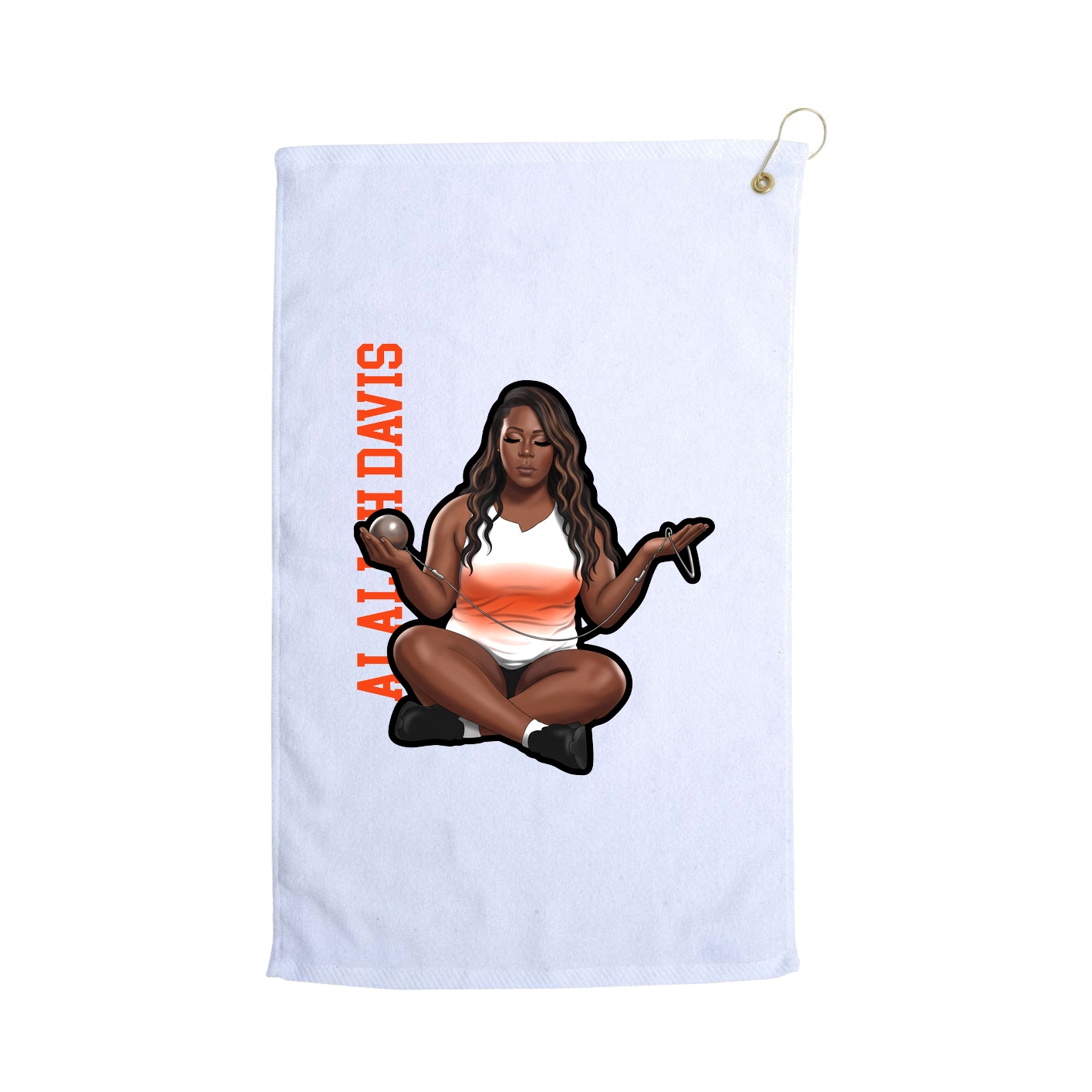 Golf Towel — Name Vertical in White