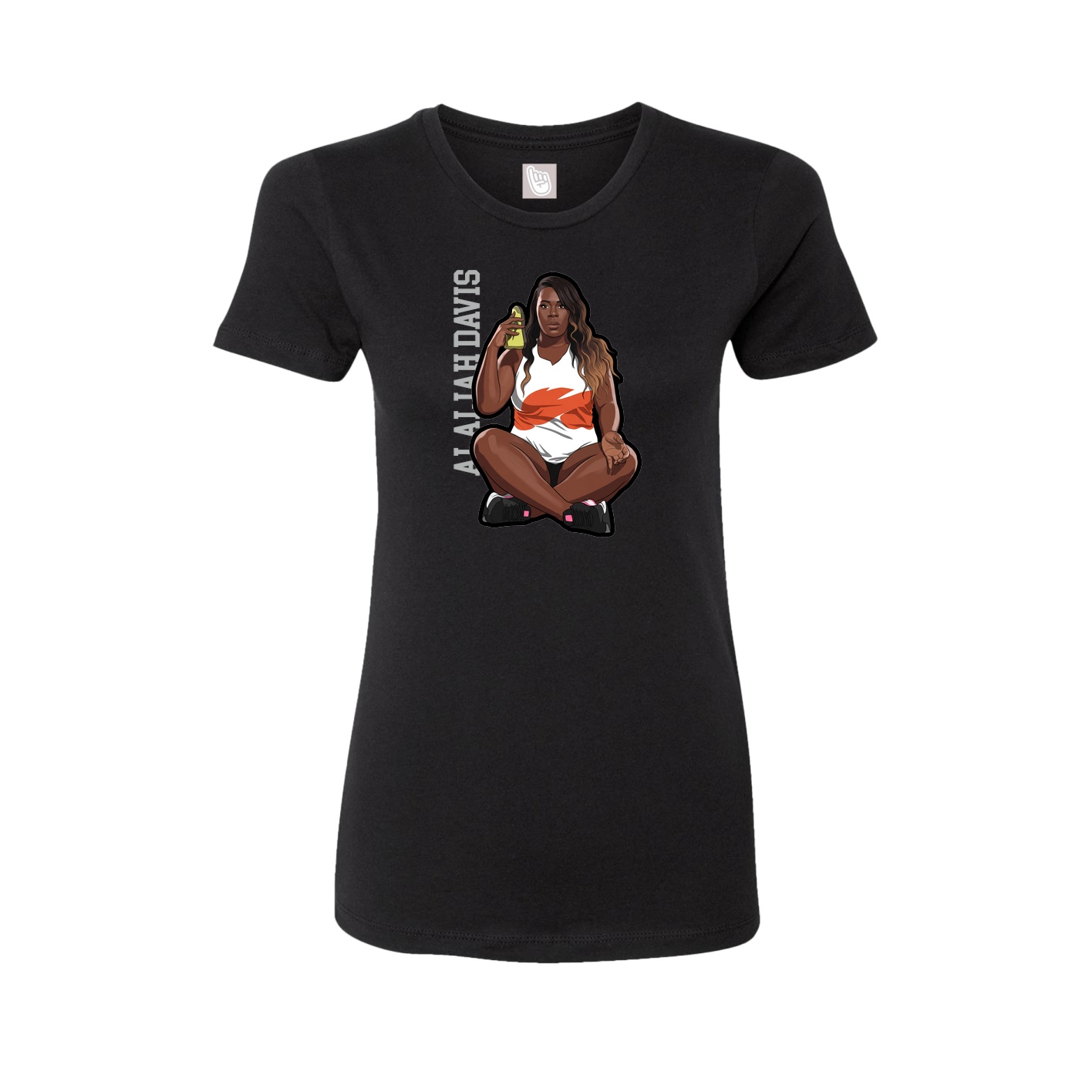 Fitted Women's Tee — Name Vertical in Black