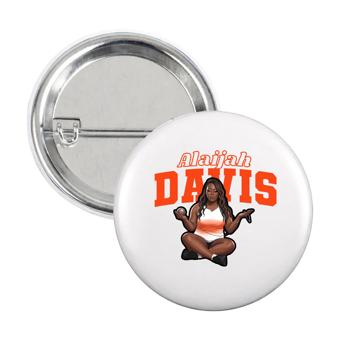 Game Day Button — Name Arch in White