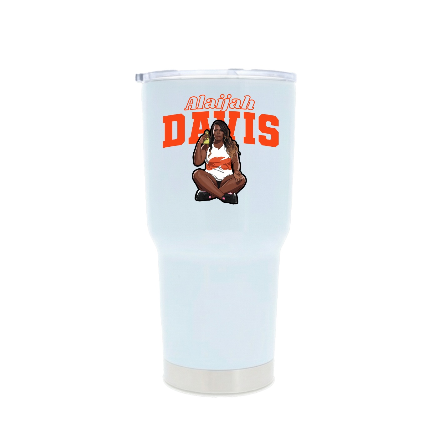 30oz Stainless Steel Tumbler — Name Arch in White