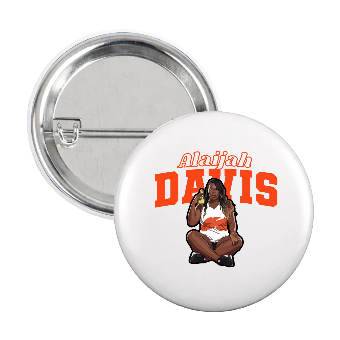 Game Day Button — Name Arch in White