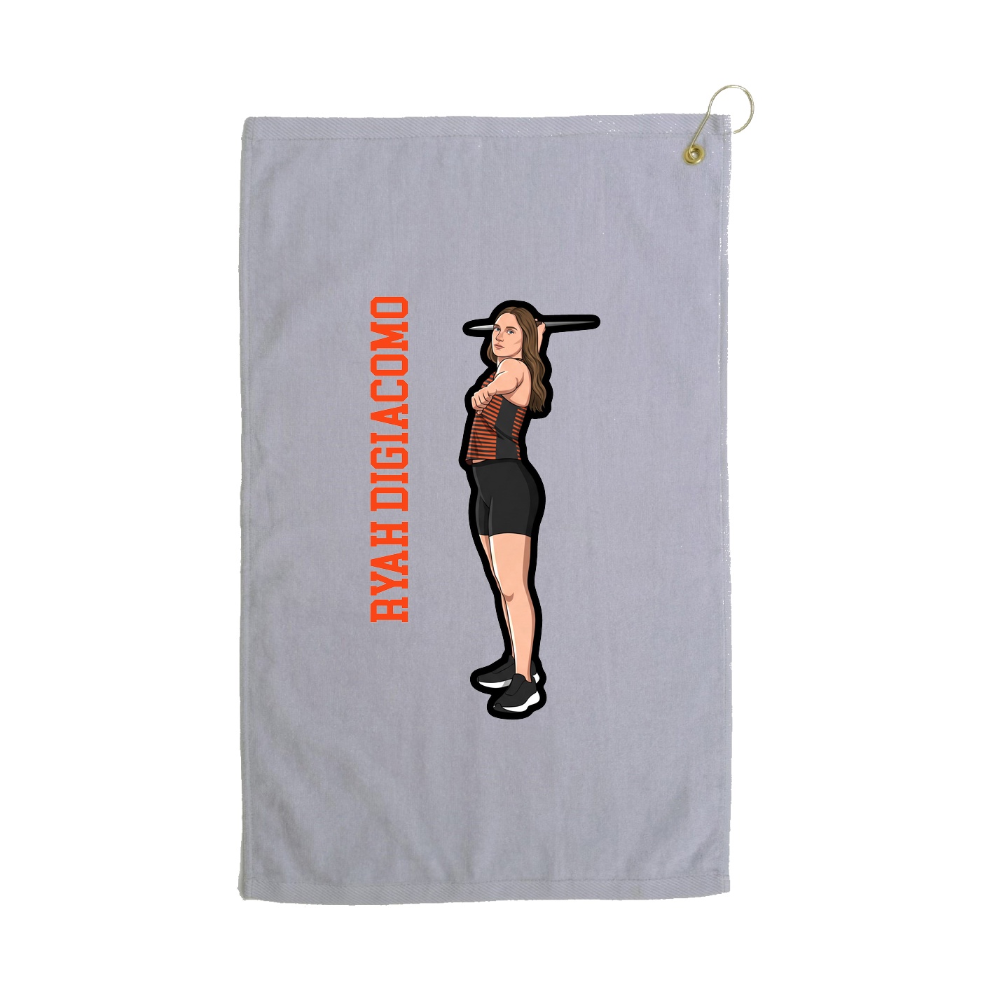 Golf Towel — Name Vertical in Grey