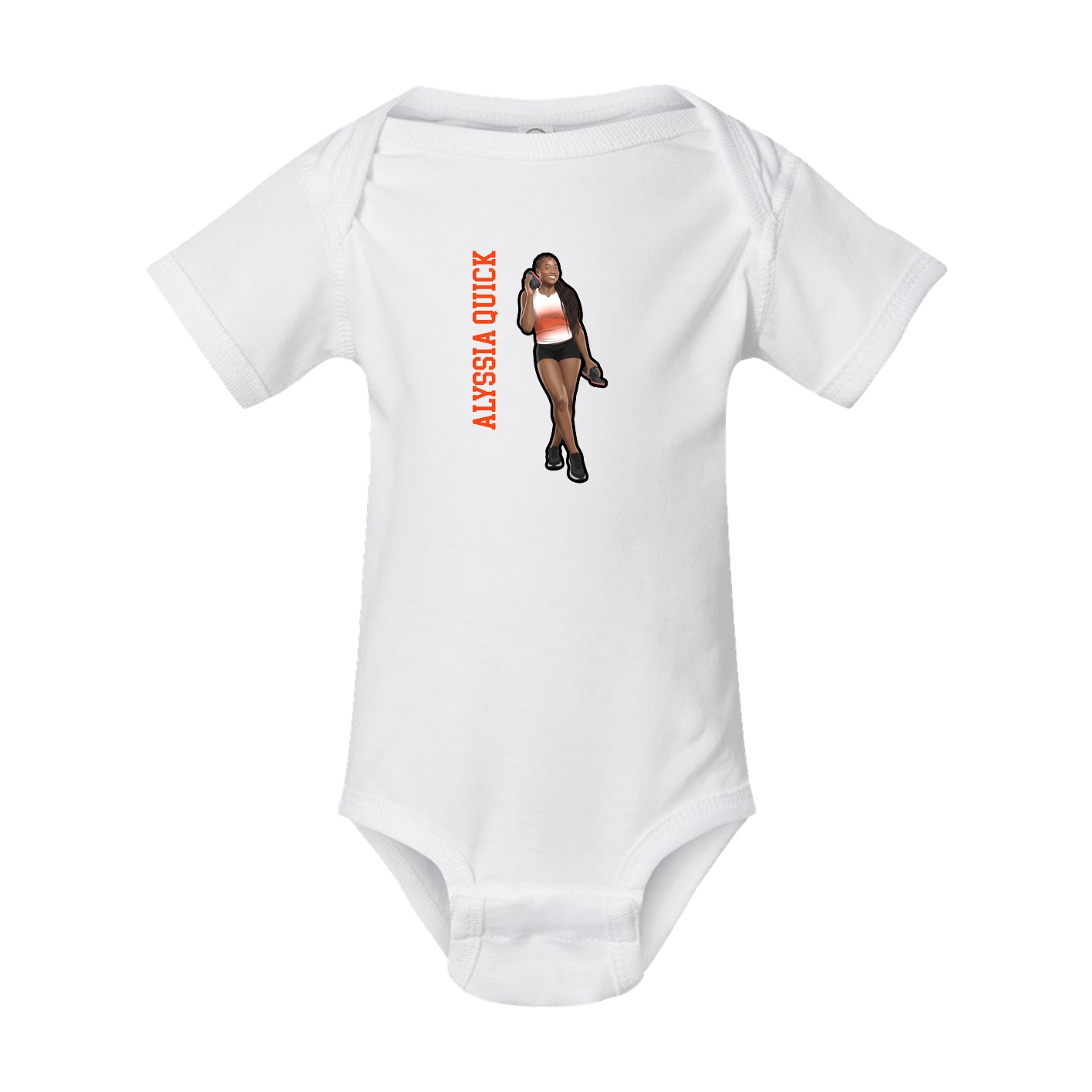 Baby Onesie — Name Vertical in White