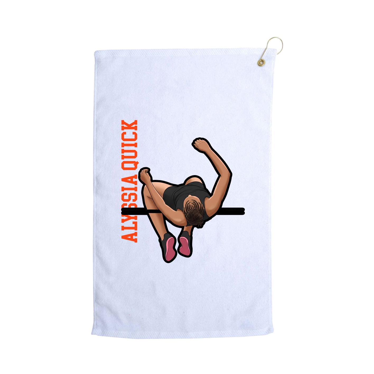 Golf Towel — Name Vertical in White