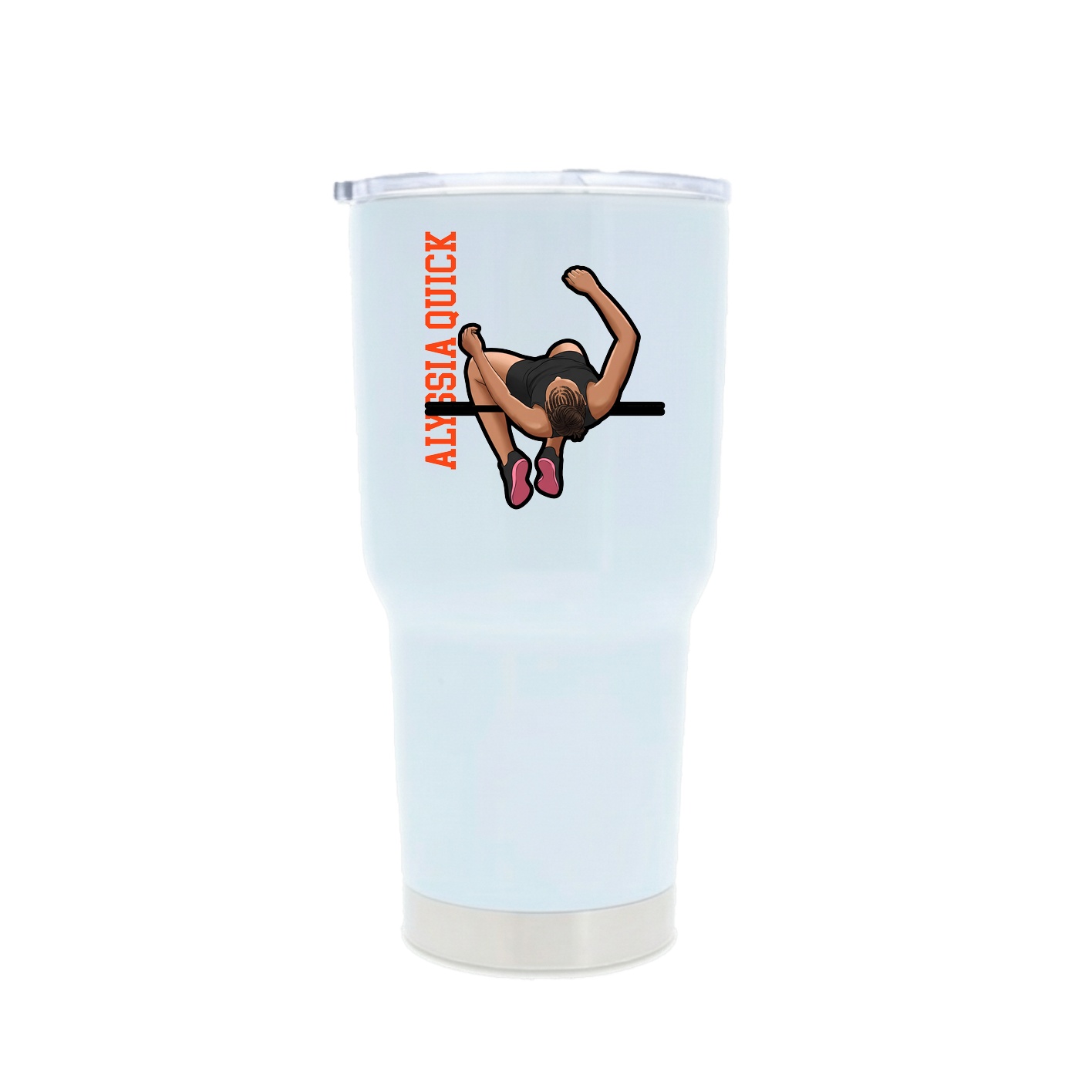 30oz Stainless Steel Tumbler — Name Vertical in White