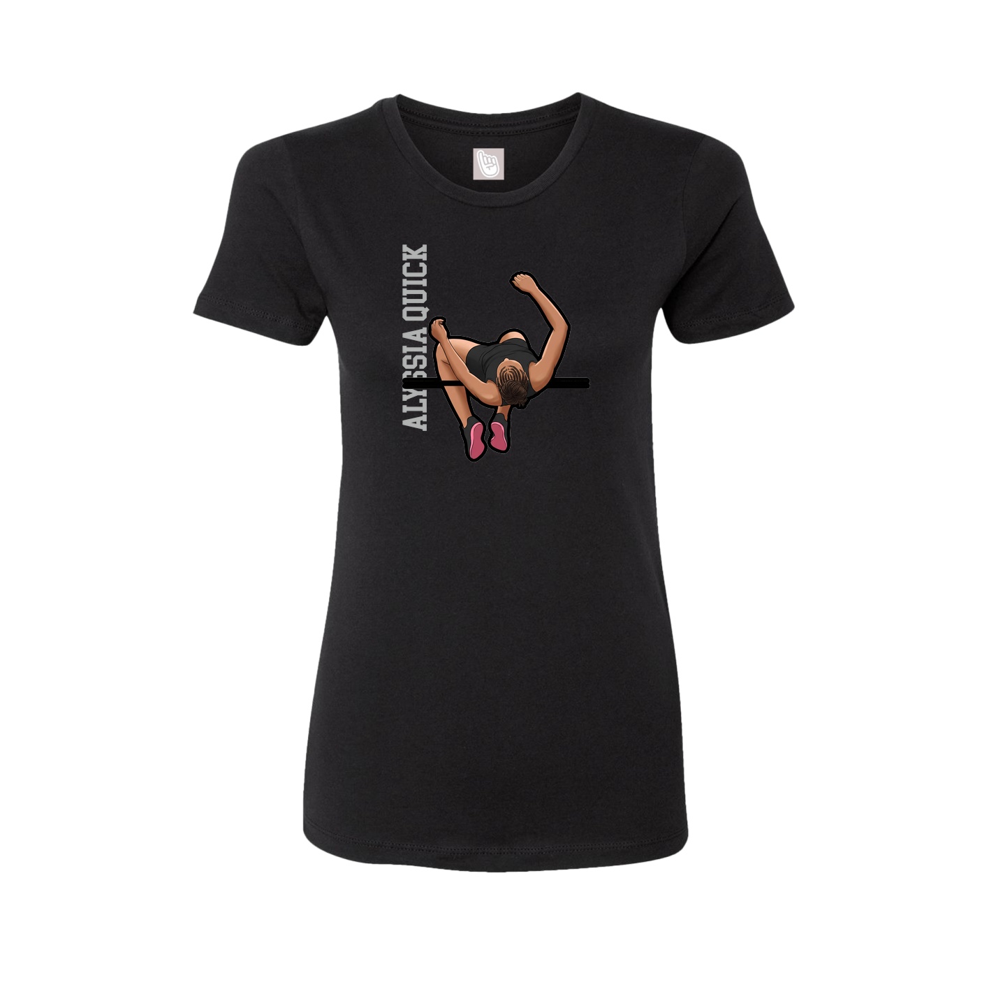 Womens Tee — Name Vertical in Black