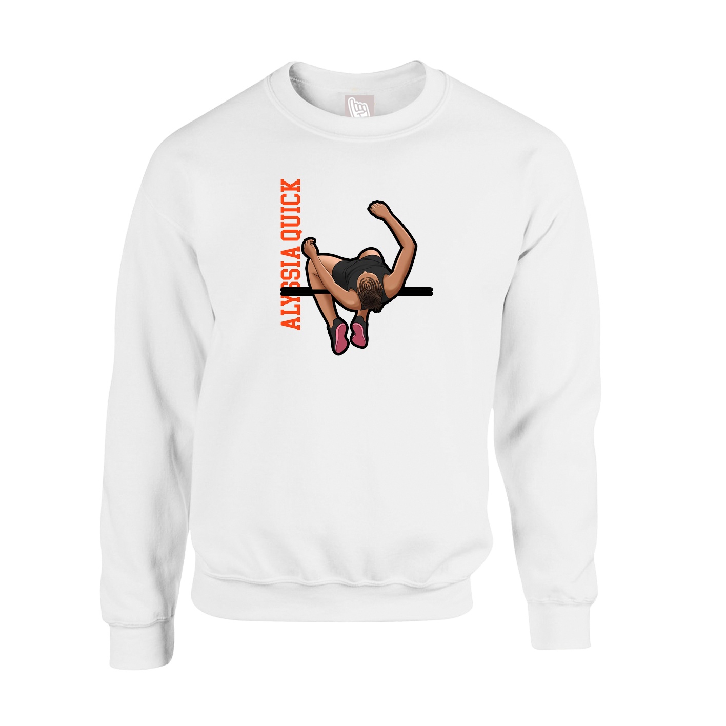 Fleece Crew — Name Vertical in White