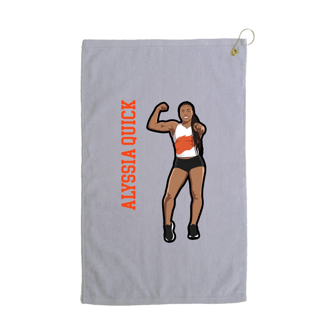 Golf Towel — Name Vertical in Grey