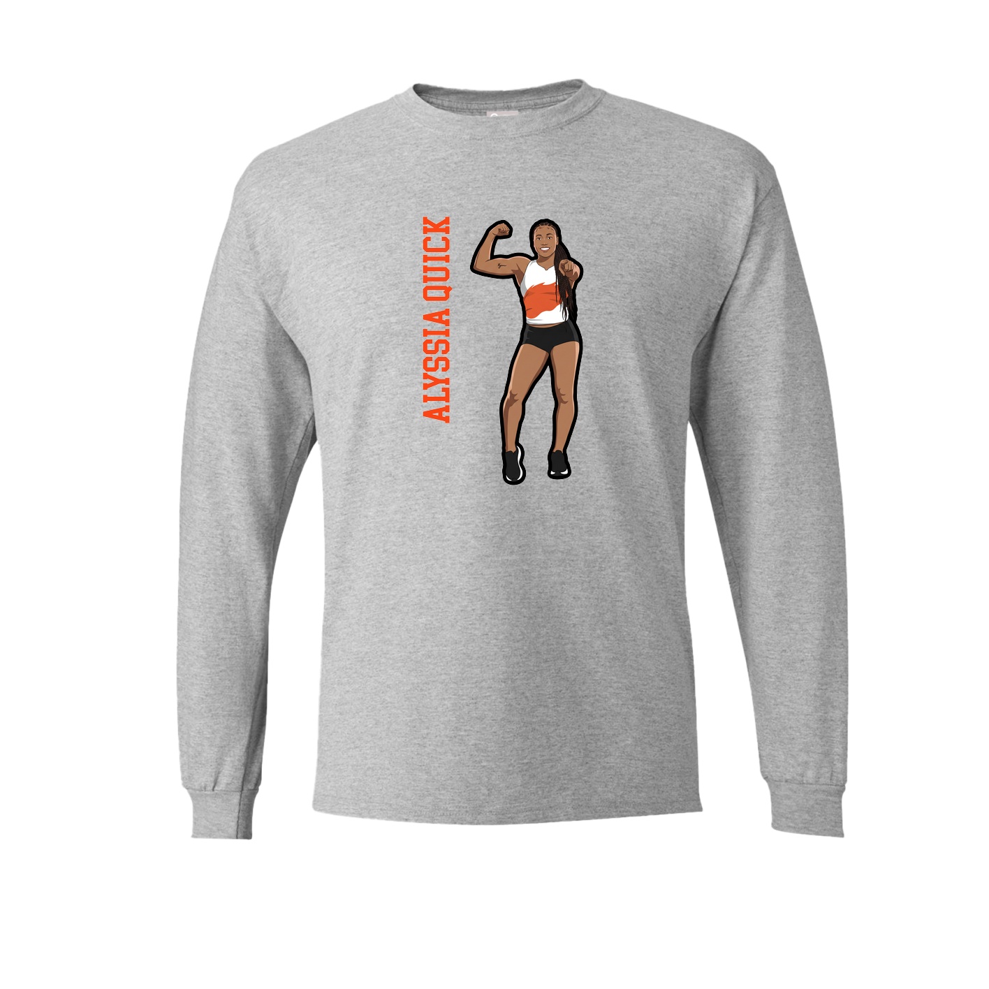 Long Sleeve Tee — Name Vertical in Grey