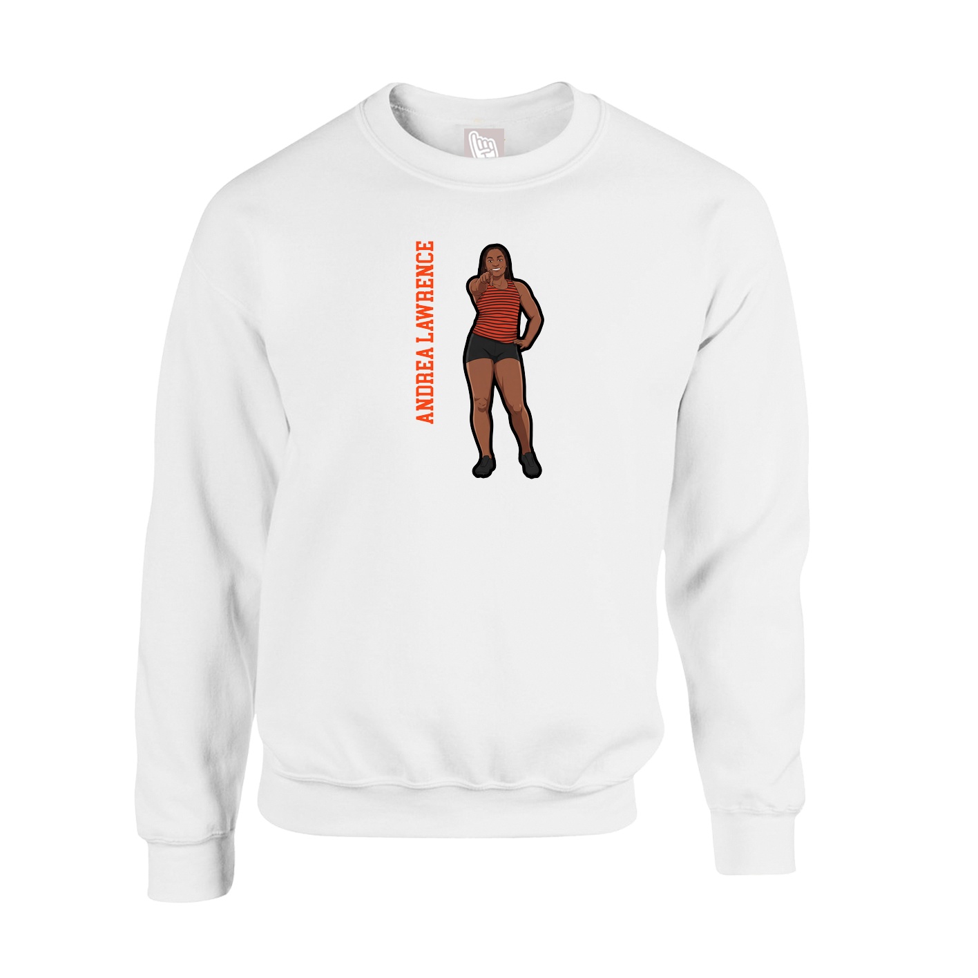 Fleece Crew — Name Vertical in White