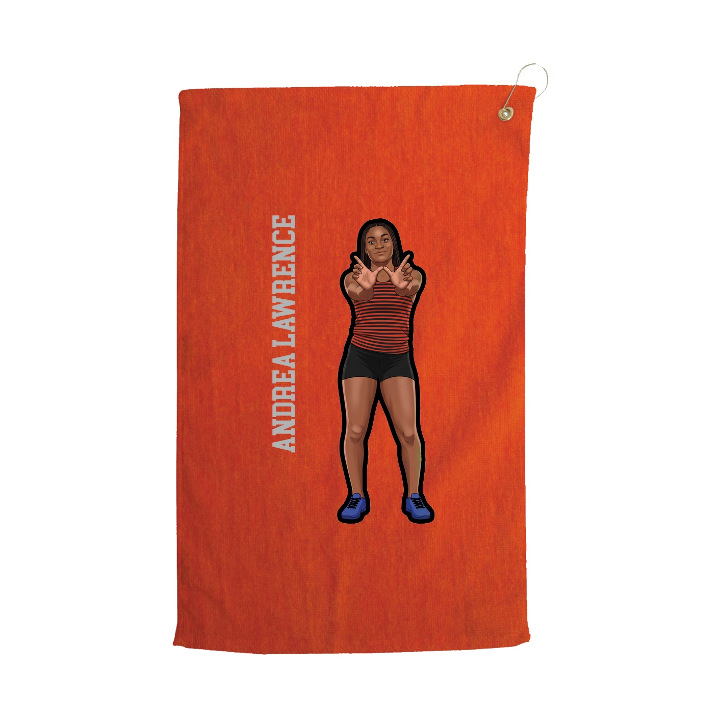 Golf Towel — Name Vertical in Orange