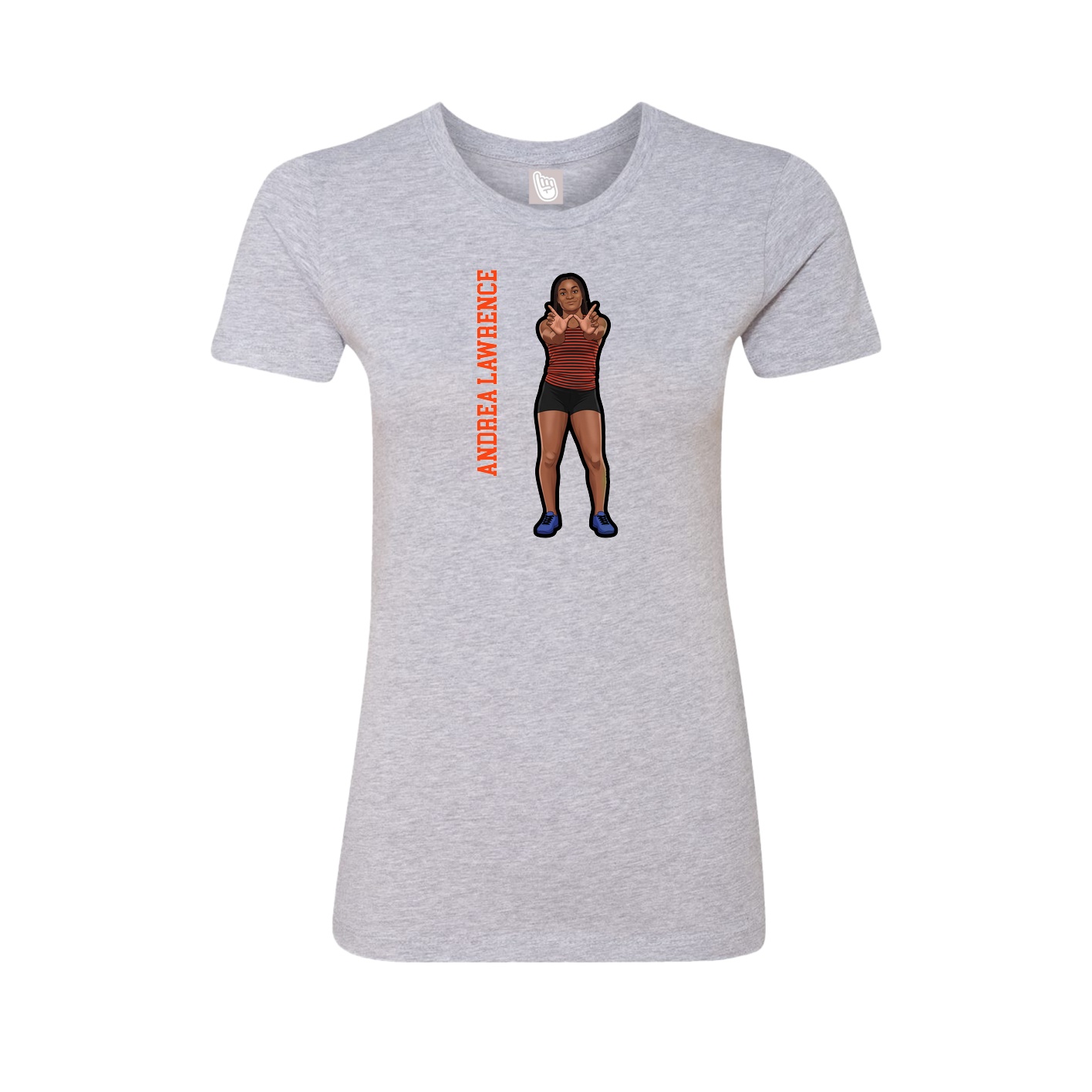 Fitted Women's Tee — Name Vertical in Grey