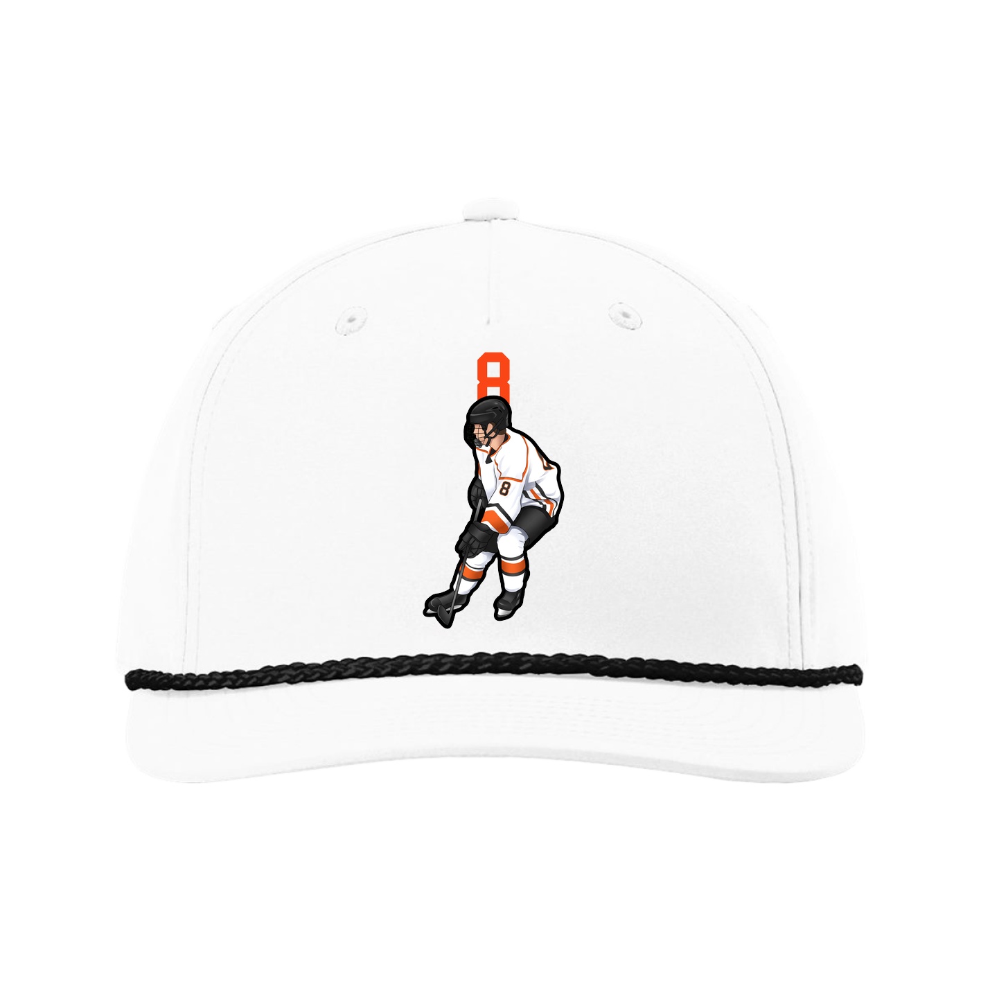 Five-Panel Classic Rope Cap — Number Top in White