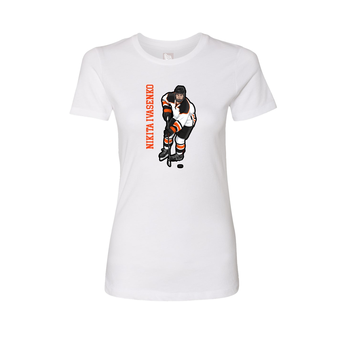 Fitted Women's Tee — Name Vertical in White