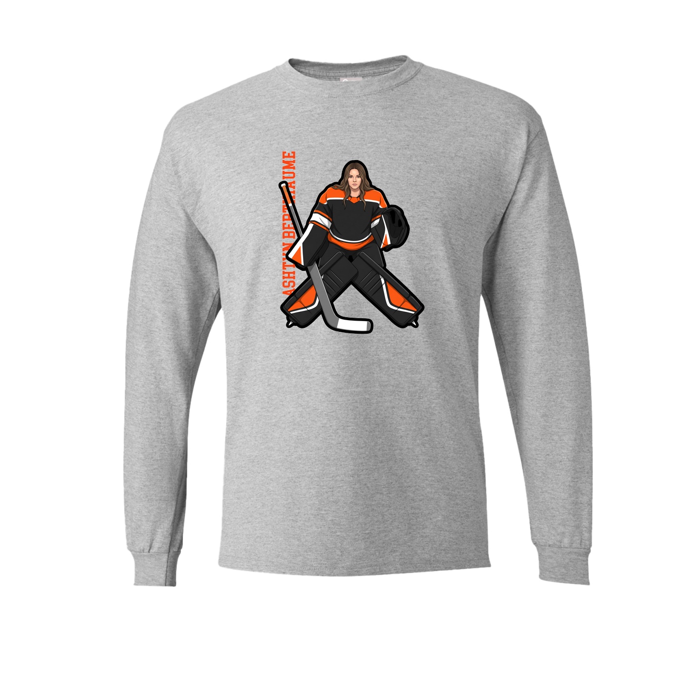 Long Sleeve Tee — Name Vertical in Grey