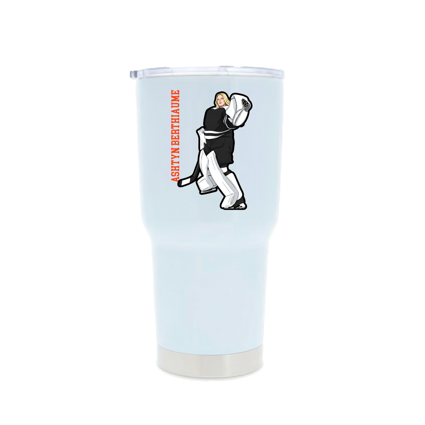 30oz Stainless Steel Tumbler — Name Vertical in White