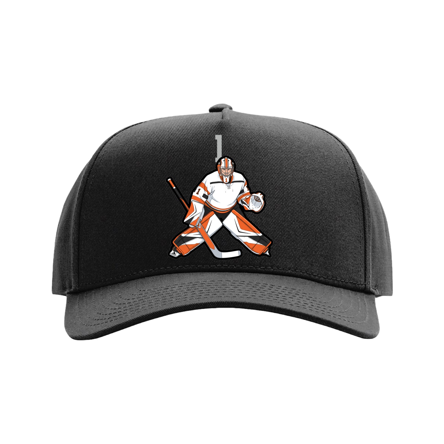 Full Fabric Five-Panel Champ Cap — Number Top in Black