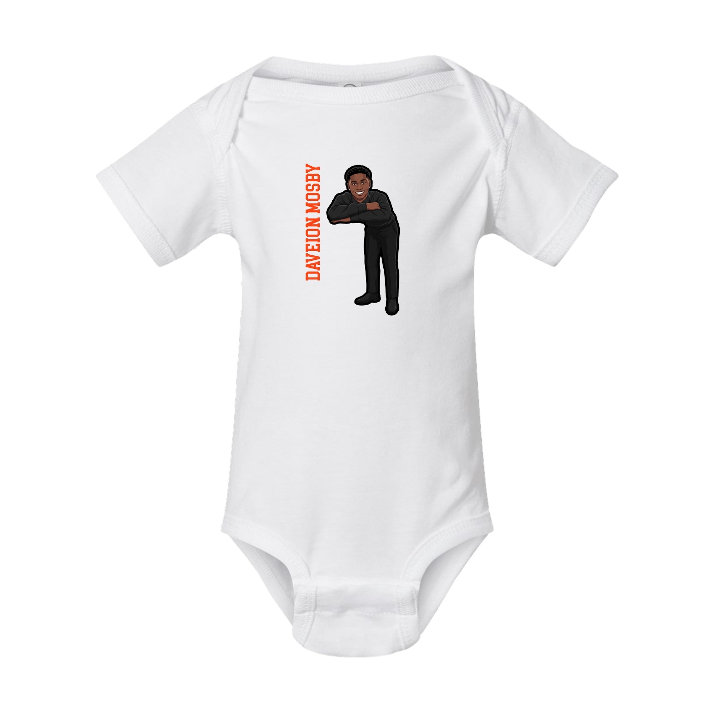Baby Onesie — Name Vertical in White