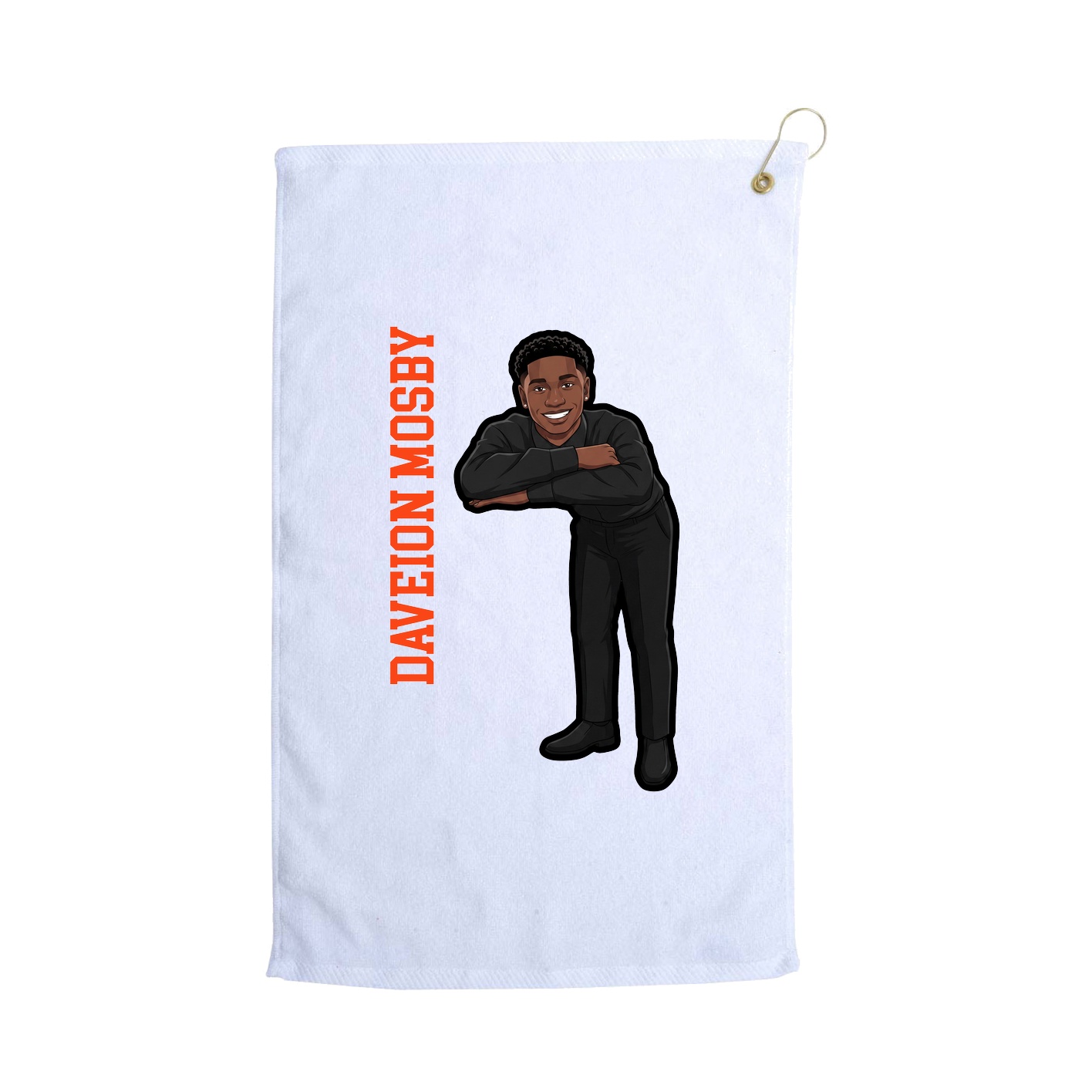 Golf Towel — Name Vertical in White