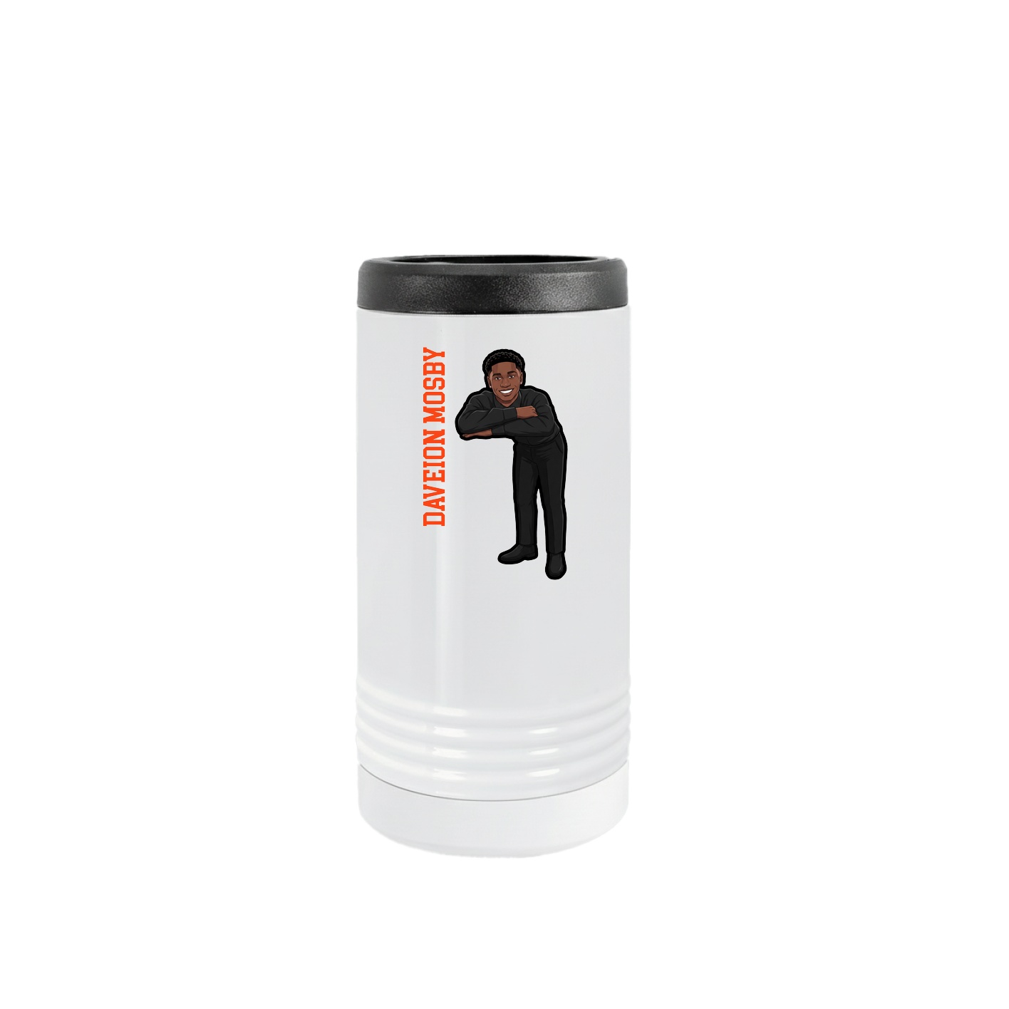 Slim Beverage Holder — Name Vertical in White