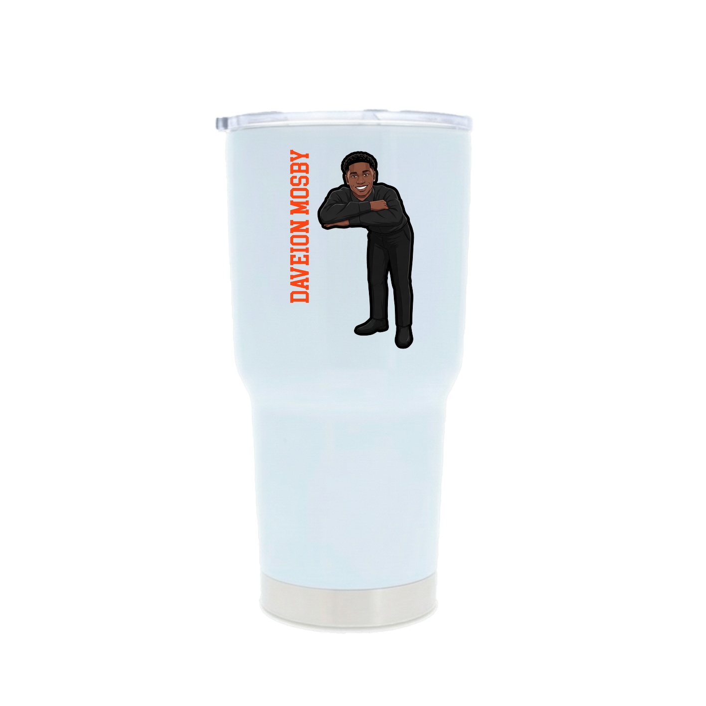 30oz Stainless Steel Tumbler — Name Vertical in White