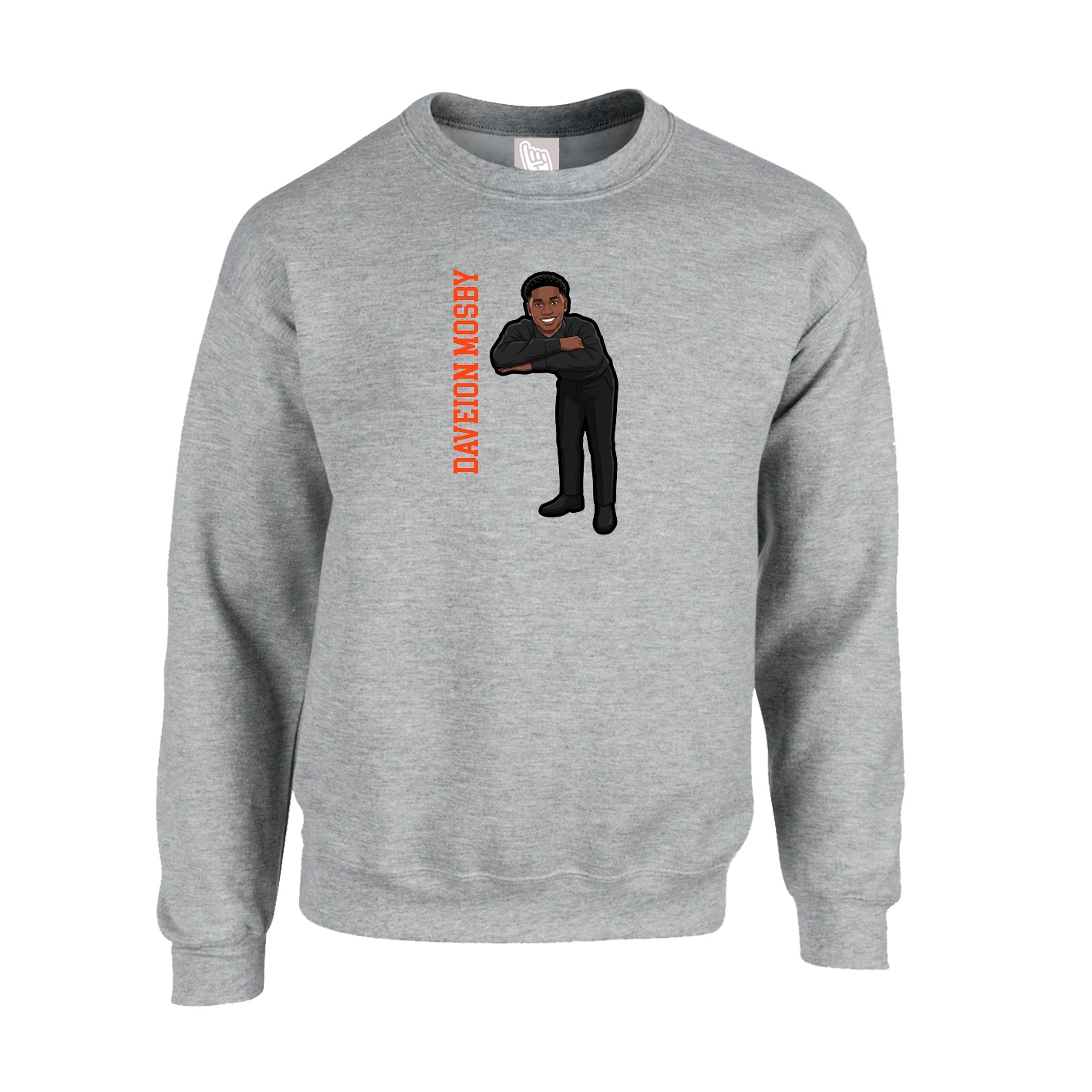 Fleece Crew — Name Vertical in Grey