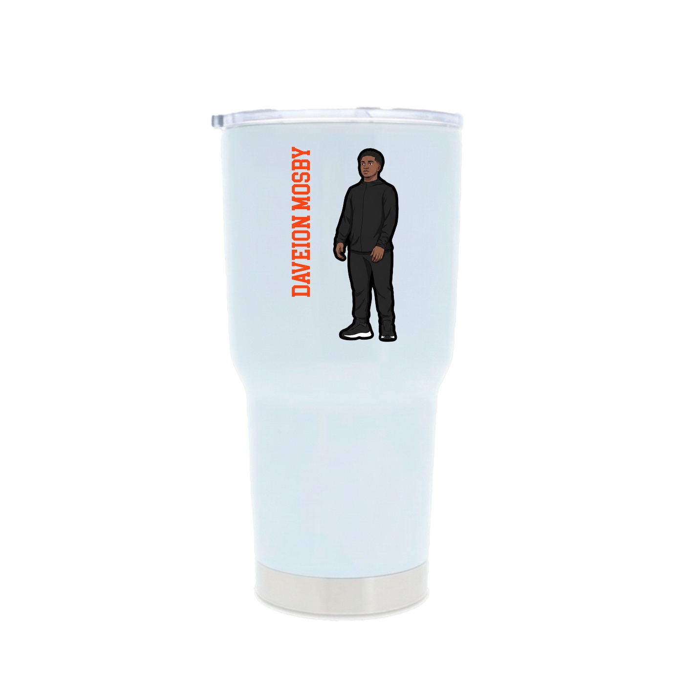30oz Stainless Steel Tumbler — Name Vertical in White