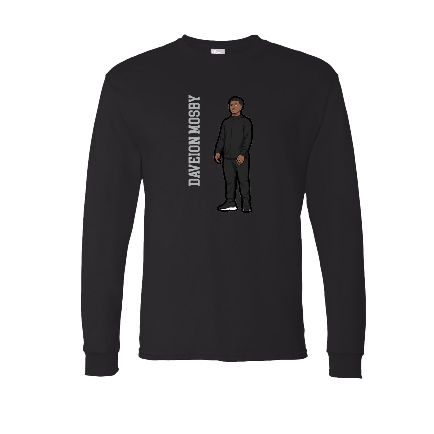 Long Sleeve Tee — Name Vertical in Black