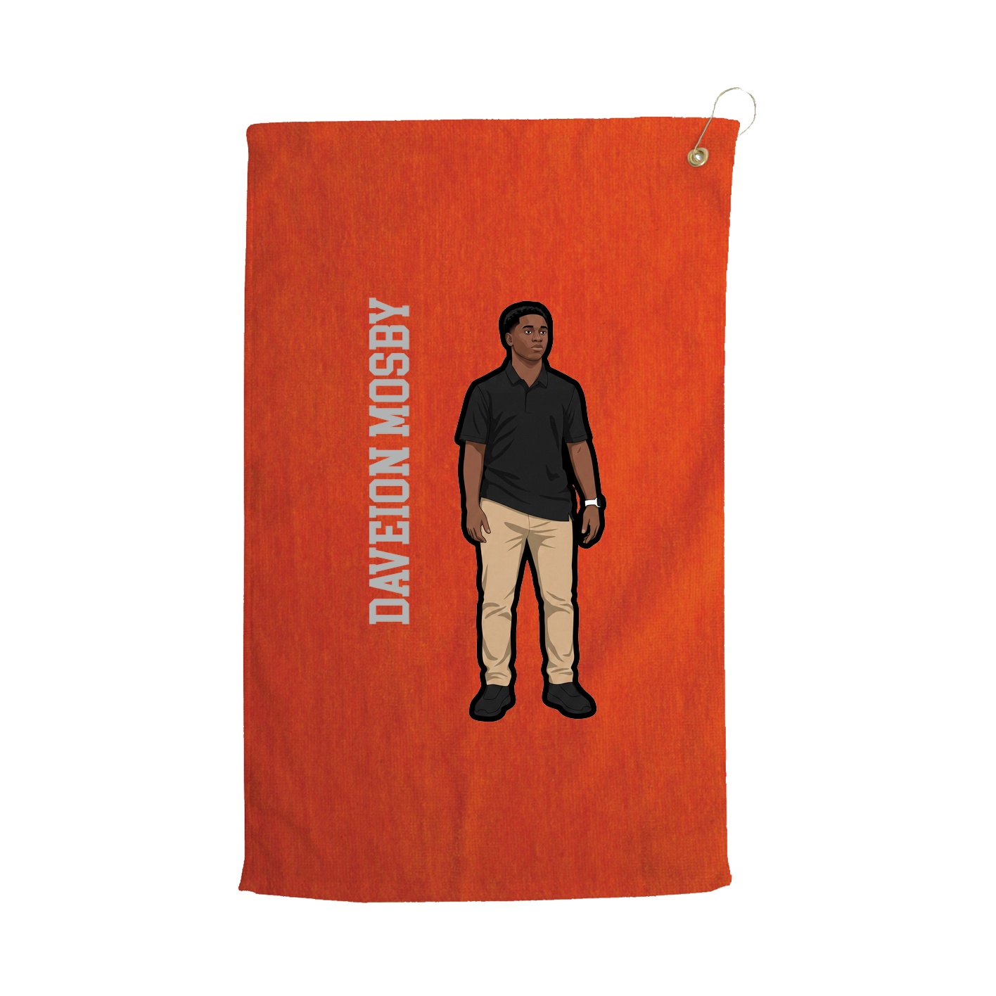 Golf Towel — Name Vertical in Orange
