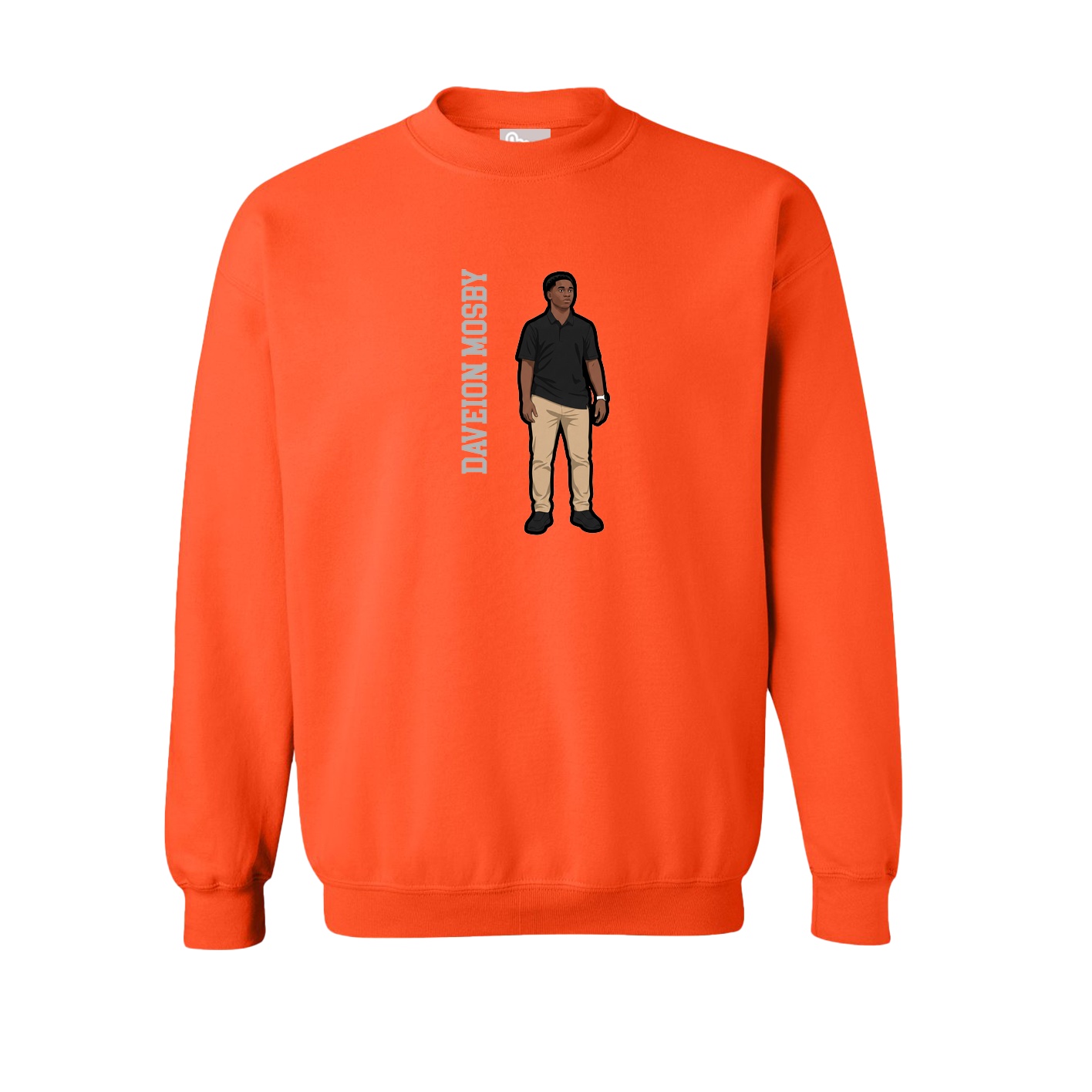 Fleece Crew — Name Vertical in Orange