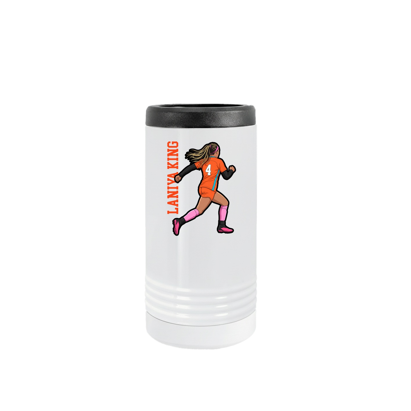 Slim Beverage Holder — Name Vertical in White