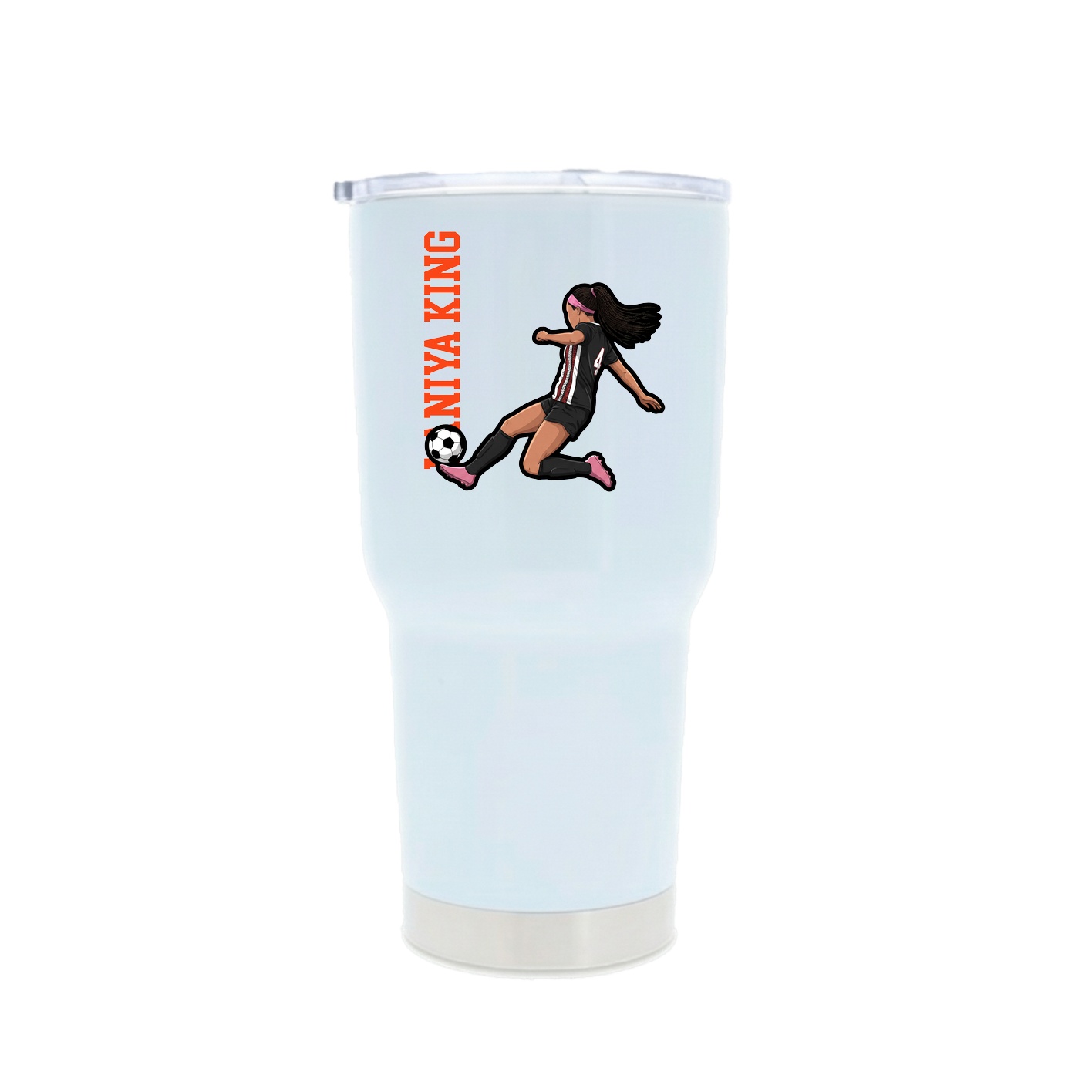 30oz Stainless Steel Tumbler — Name Vertical in White