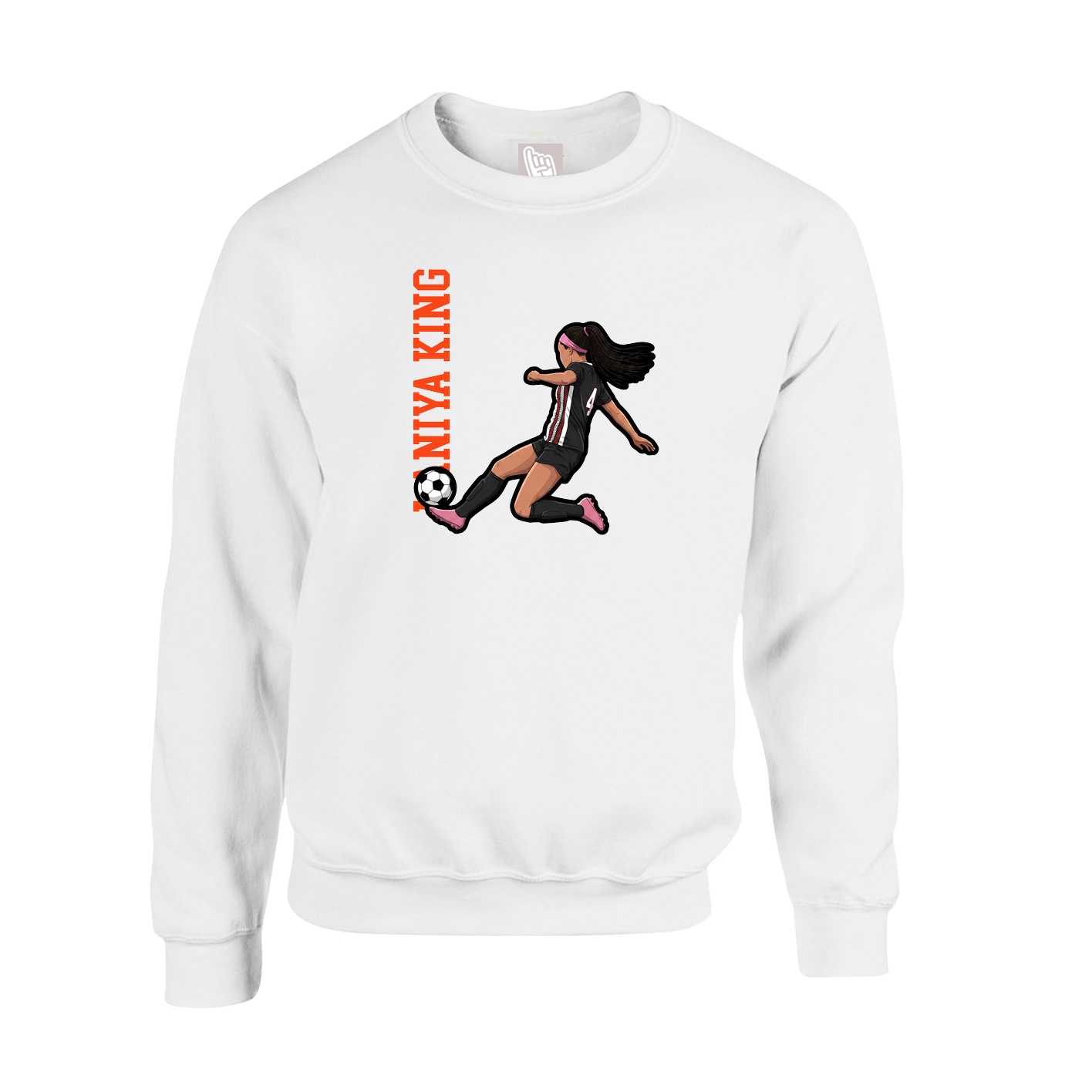 Fleece Crew — Name Vertical in White