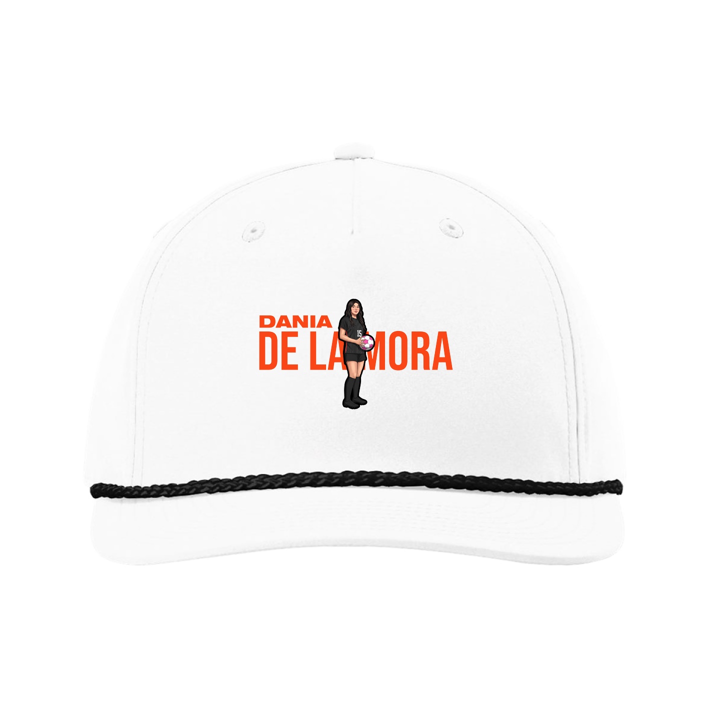 Five-Panel Classic Rope Cap — Player Name in White