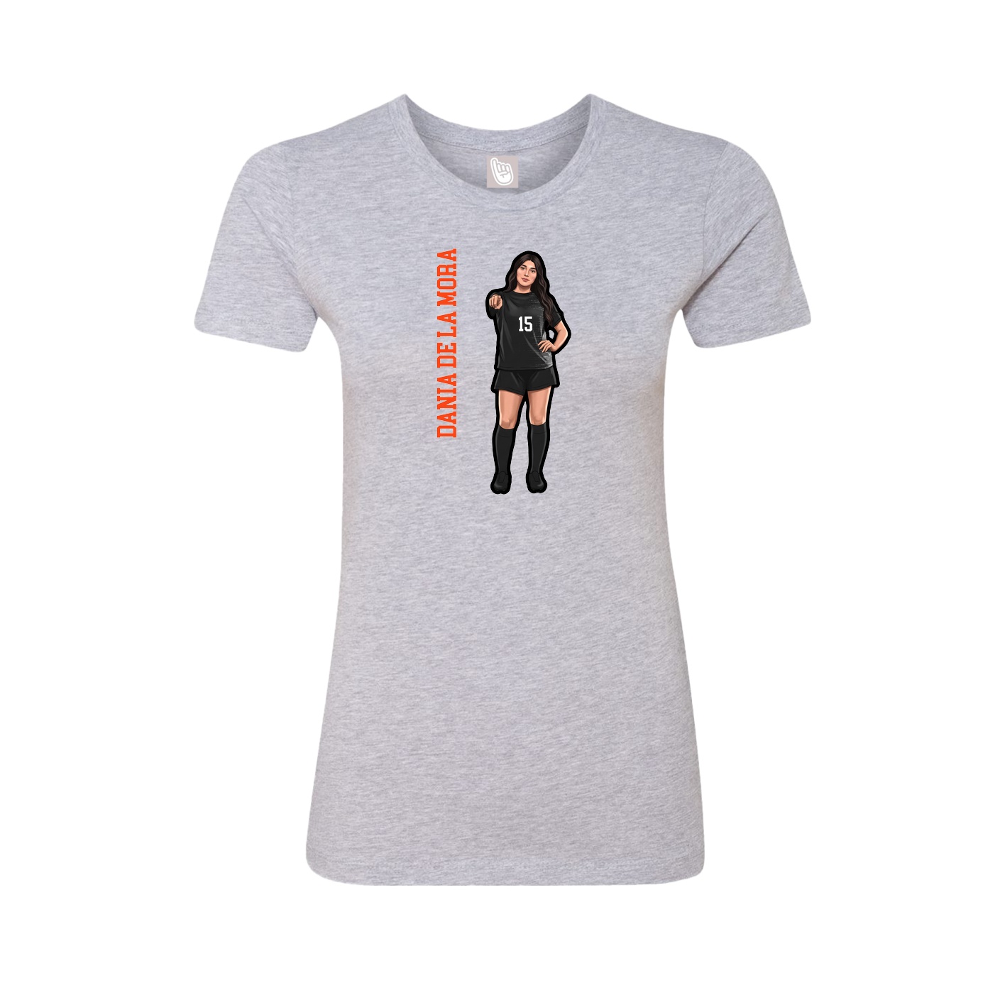 Fitted Women's Tee — Name Vertical in Grey