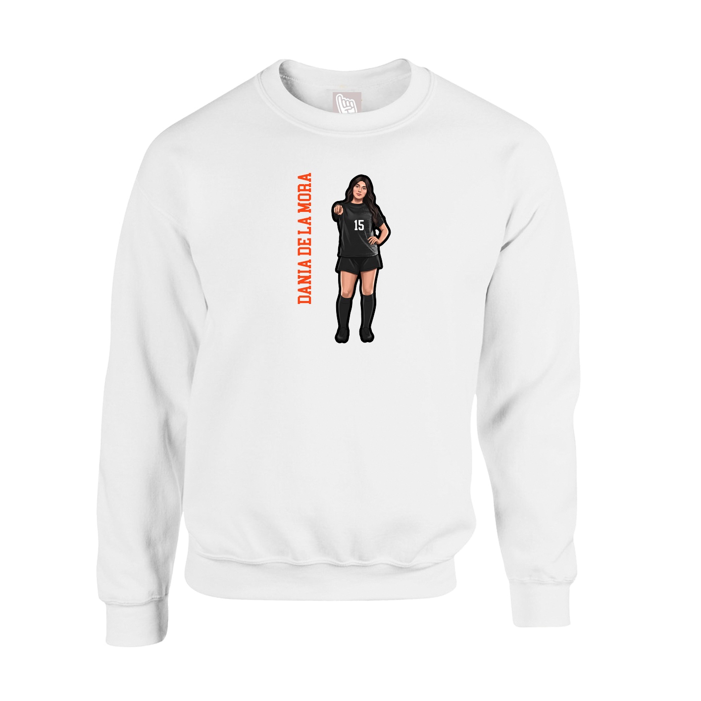 Fleece Crew — Name Vertical in White