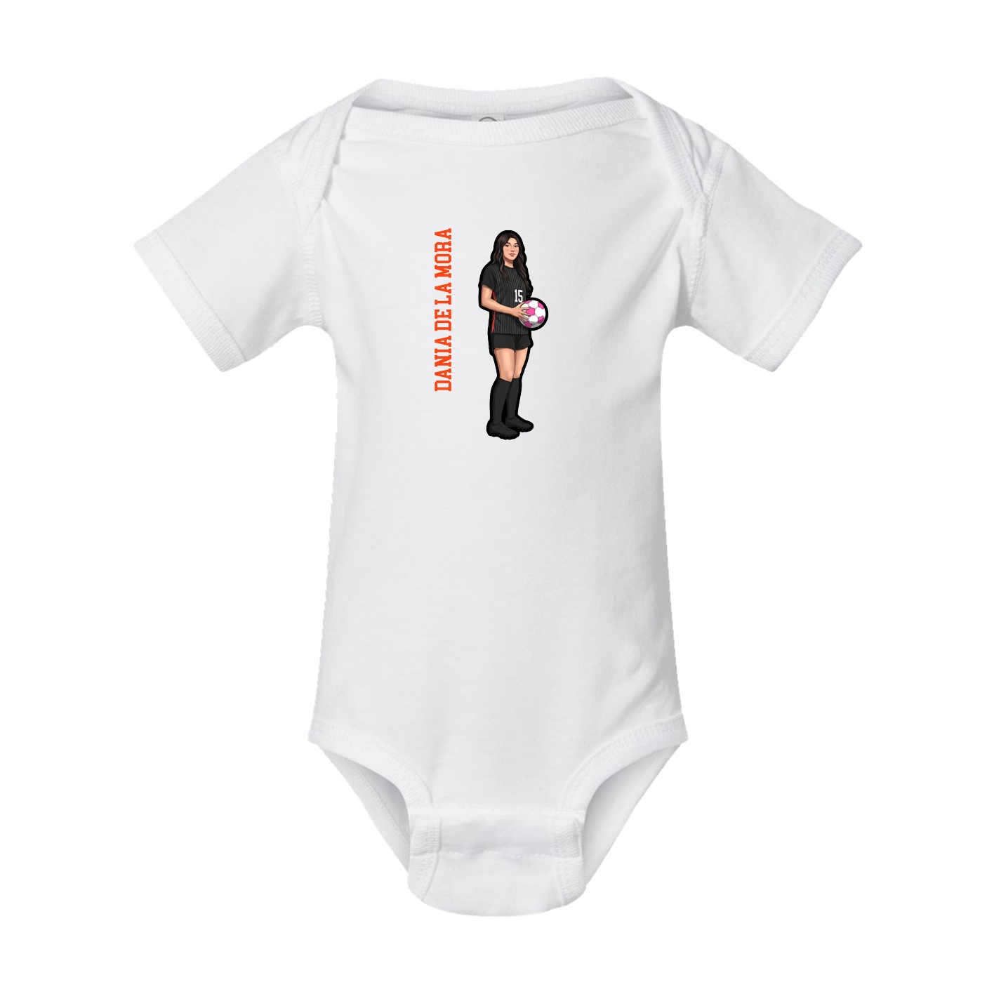 Baby Onesie — Name Vertical in White