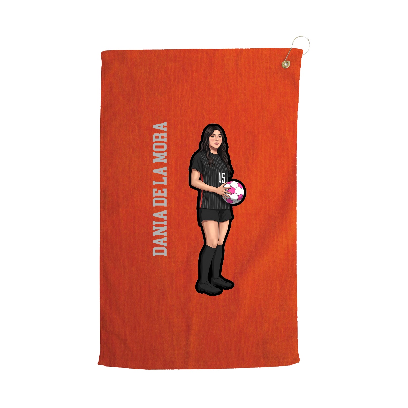 Golf Towel — Name Vertical in Orange
