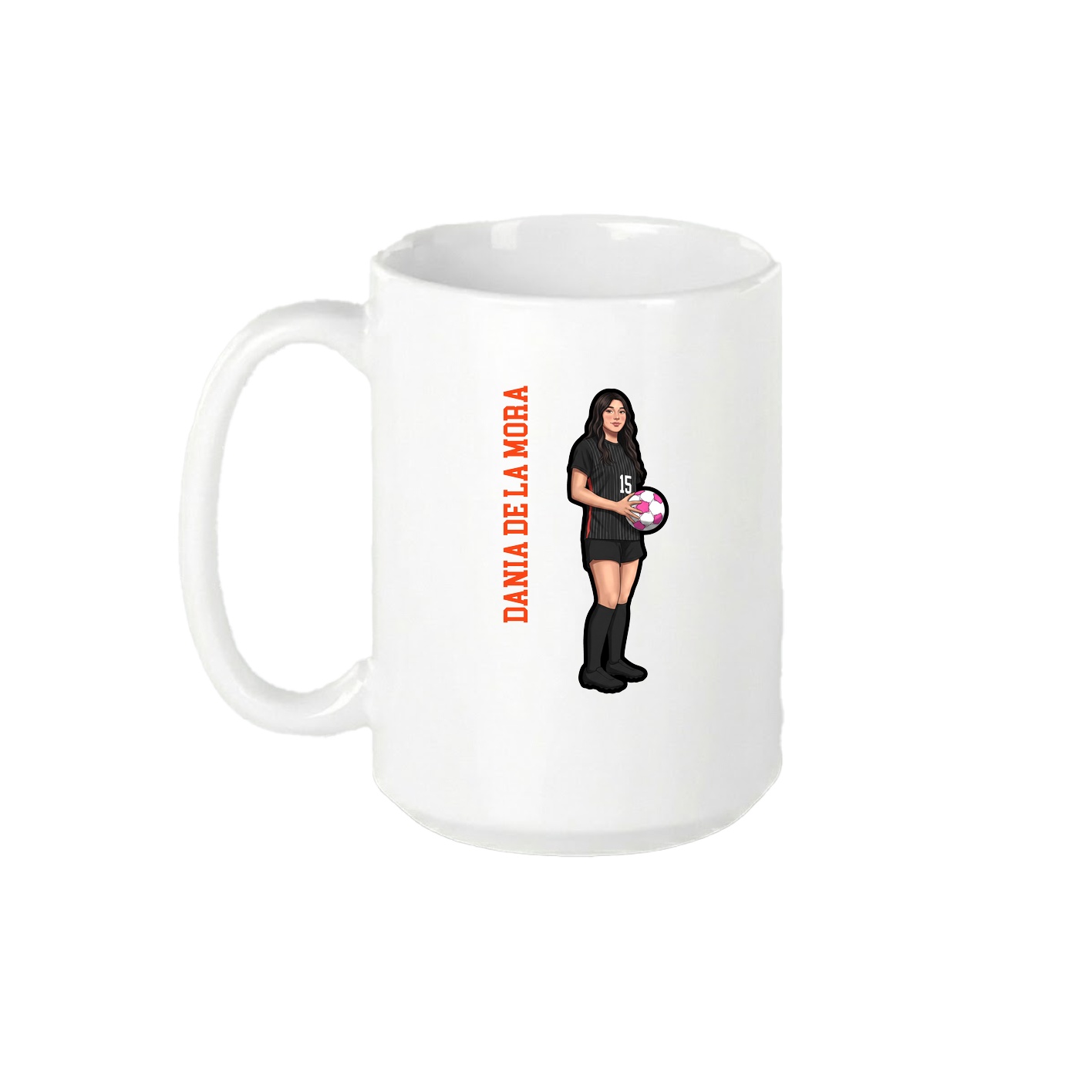 15oz Coffee Mug — Name Vertical in White
