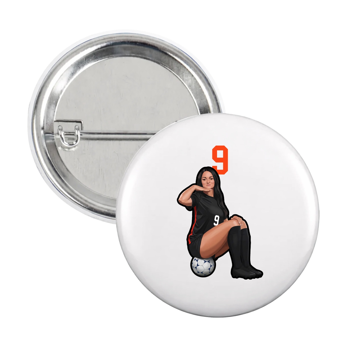Game Day Button — Number Top in White