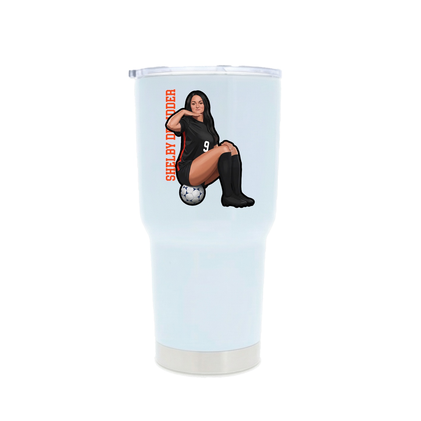 30oz Stainless Steel Tumbler — Name Vertical in White