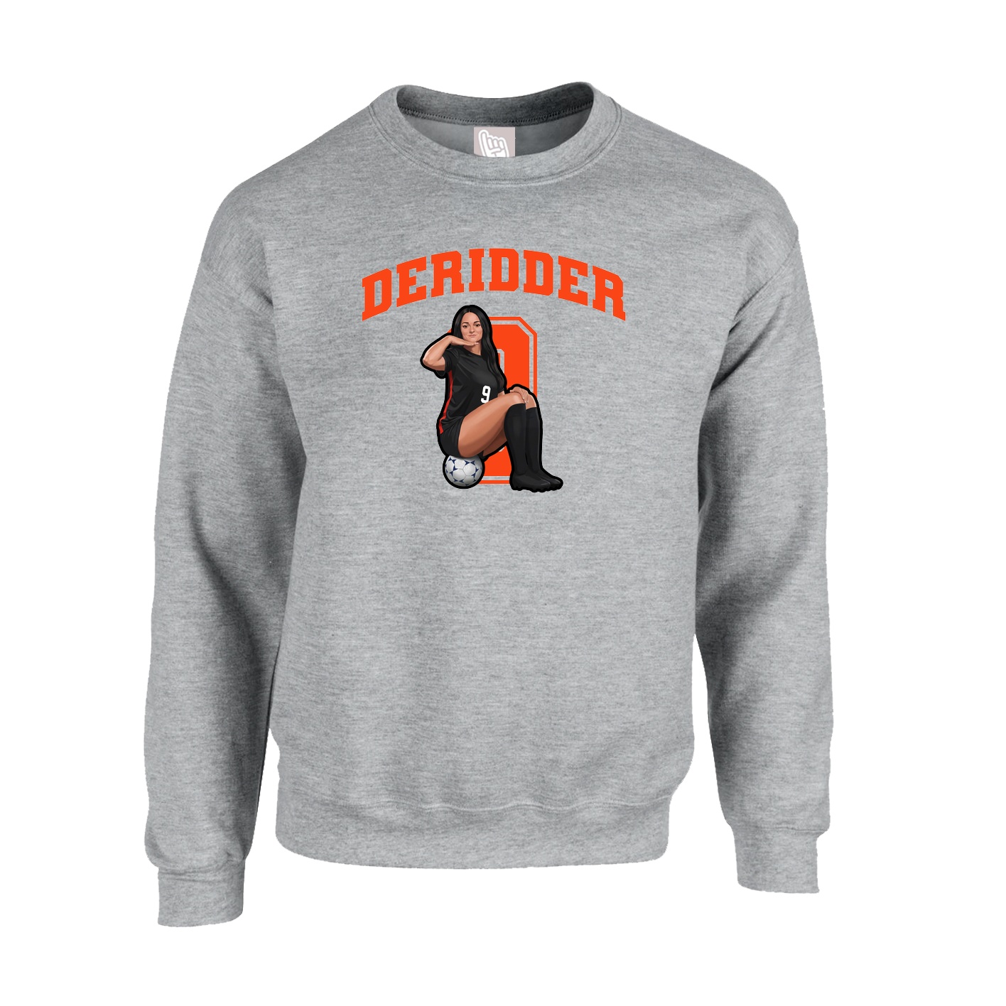 Fleece Crew — Number in Grey